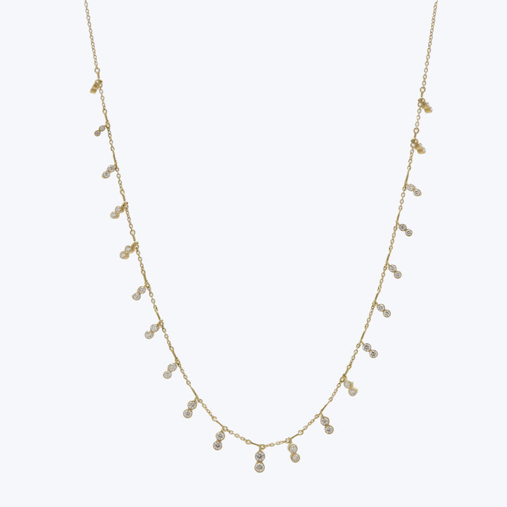 brilliant diamond graduated stacked binode demi fringe necklace Default Title