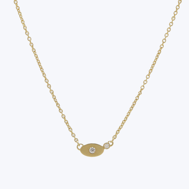 18k oval + bezeled dia inline necklace Default Title