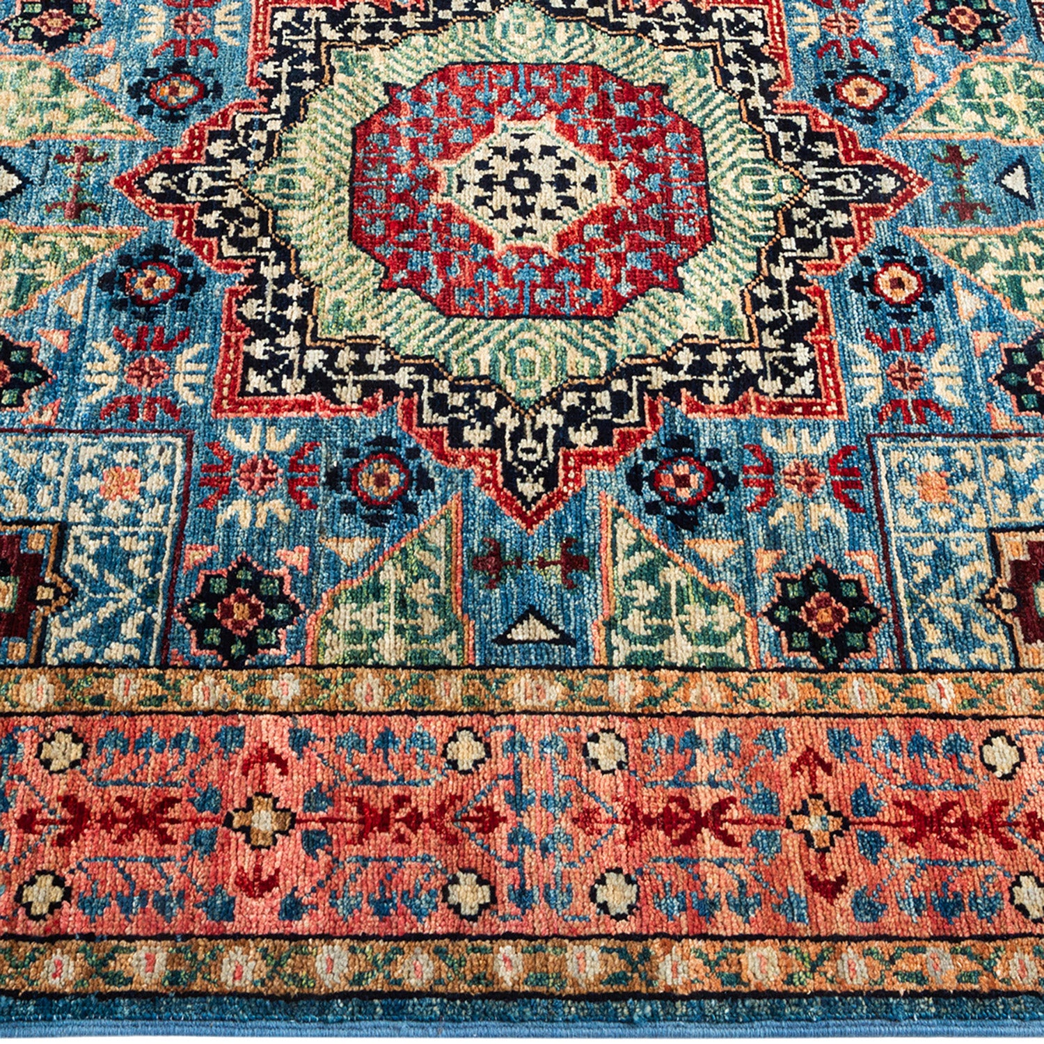 Serapi, One-of-a-Kind Hand-Knotted Area Rug - Light Blue, 3' 4" x 4' 9" Default Title