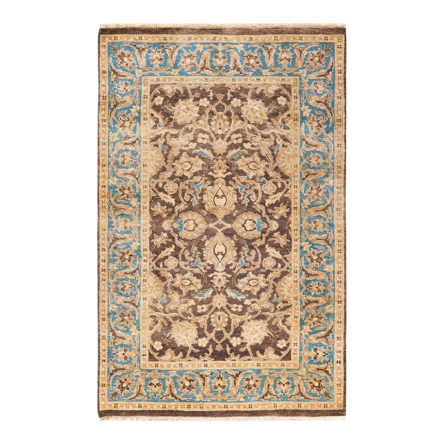 Eclectic, One-of-a-Kind Hand-Knotted Area Rug - Brown, 3' 1" x 5' 2" Default Title
