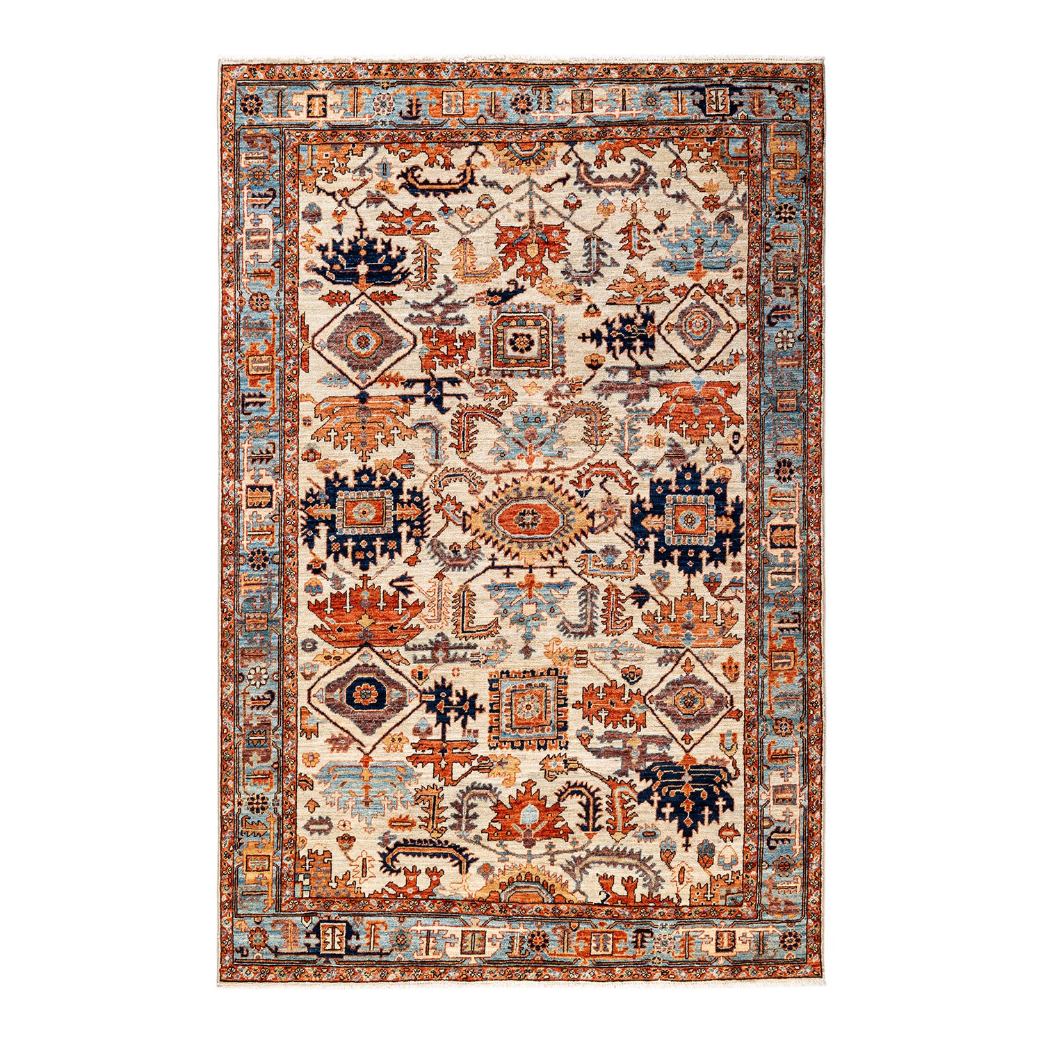 Serapi, One-of-a-Kind Hand-Knotted Runner Rug - Ivory, 4' 11" x 7' 7" Default Title