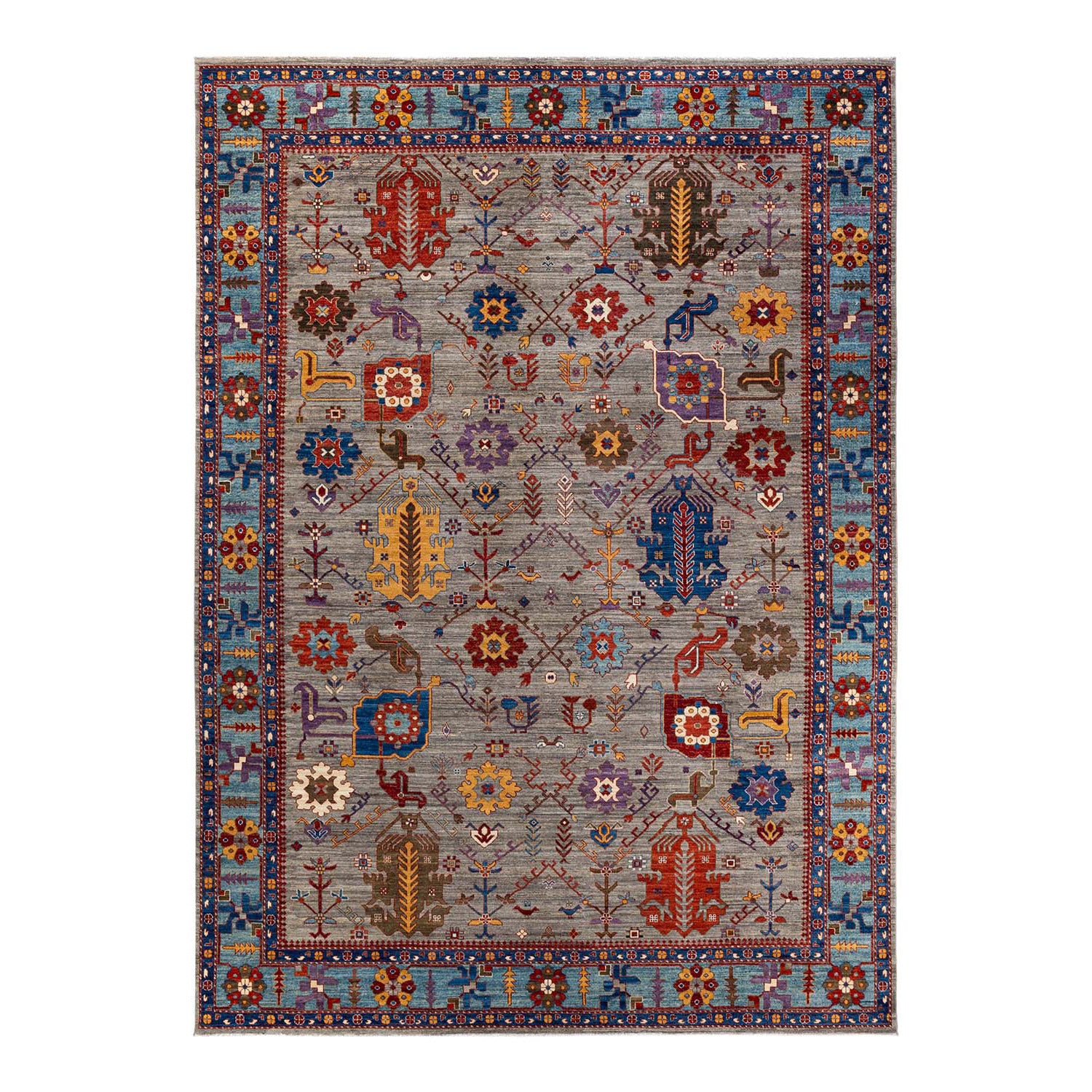 Serapi, One-of-a-Kind Hand-Knotted Runner Rug - Gray, 9' 8" x 13' 5" Default Title