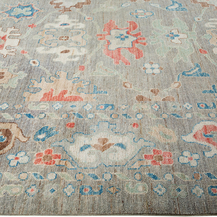 Oushak, One-of-a-Kind Hand-Knotted Runner Rug - Gray, 9' 10" x 13' 9" Default Title