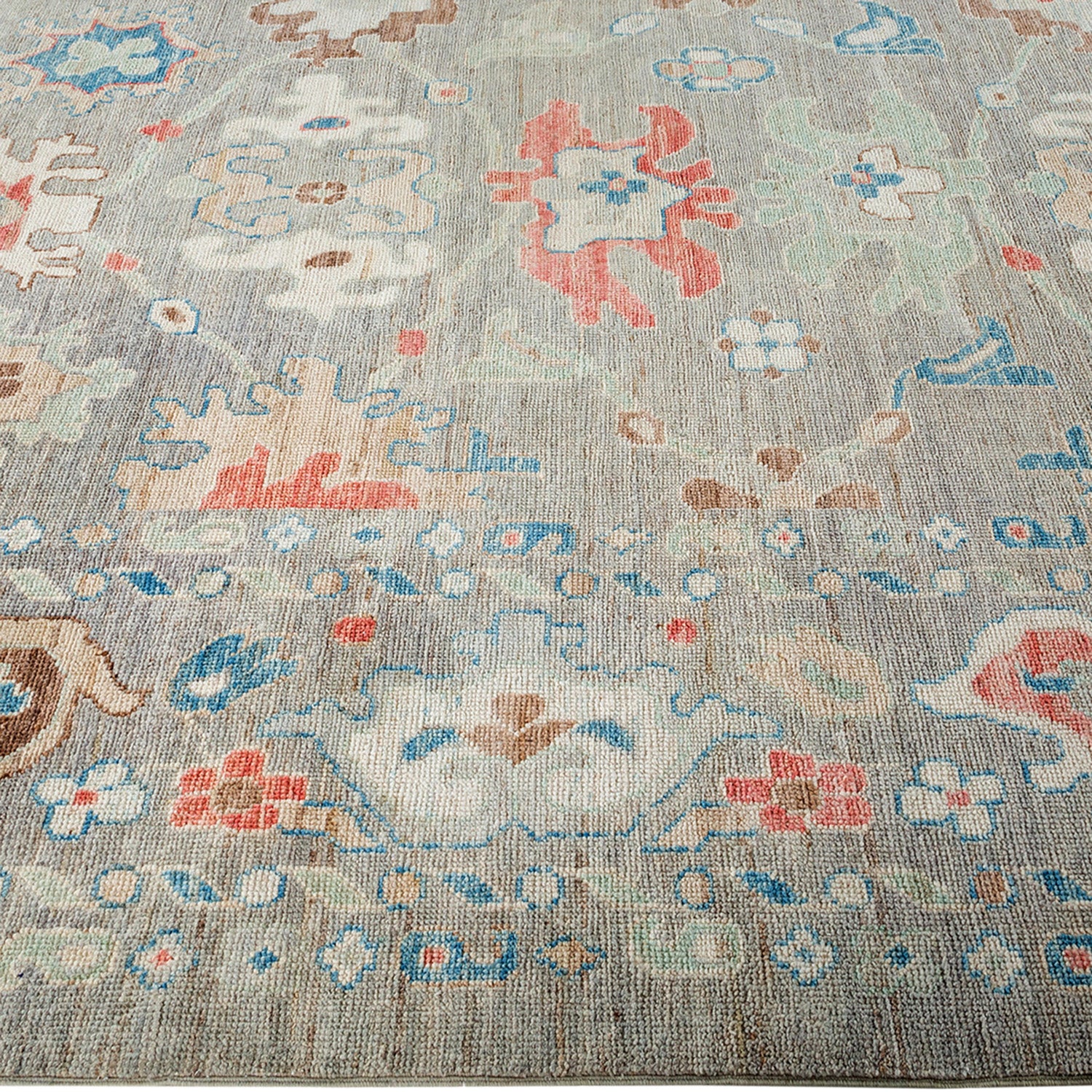 Oushak, One-of-a-Kind Hand-Knotted Runner Rug - Gray, 9' 10" x 13' 9" Default Title