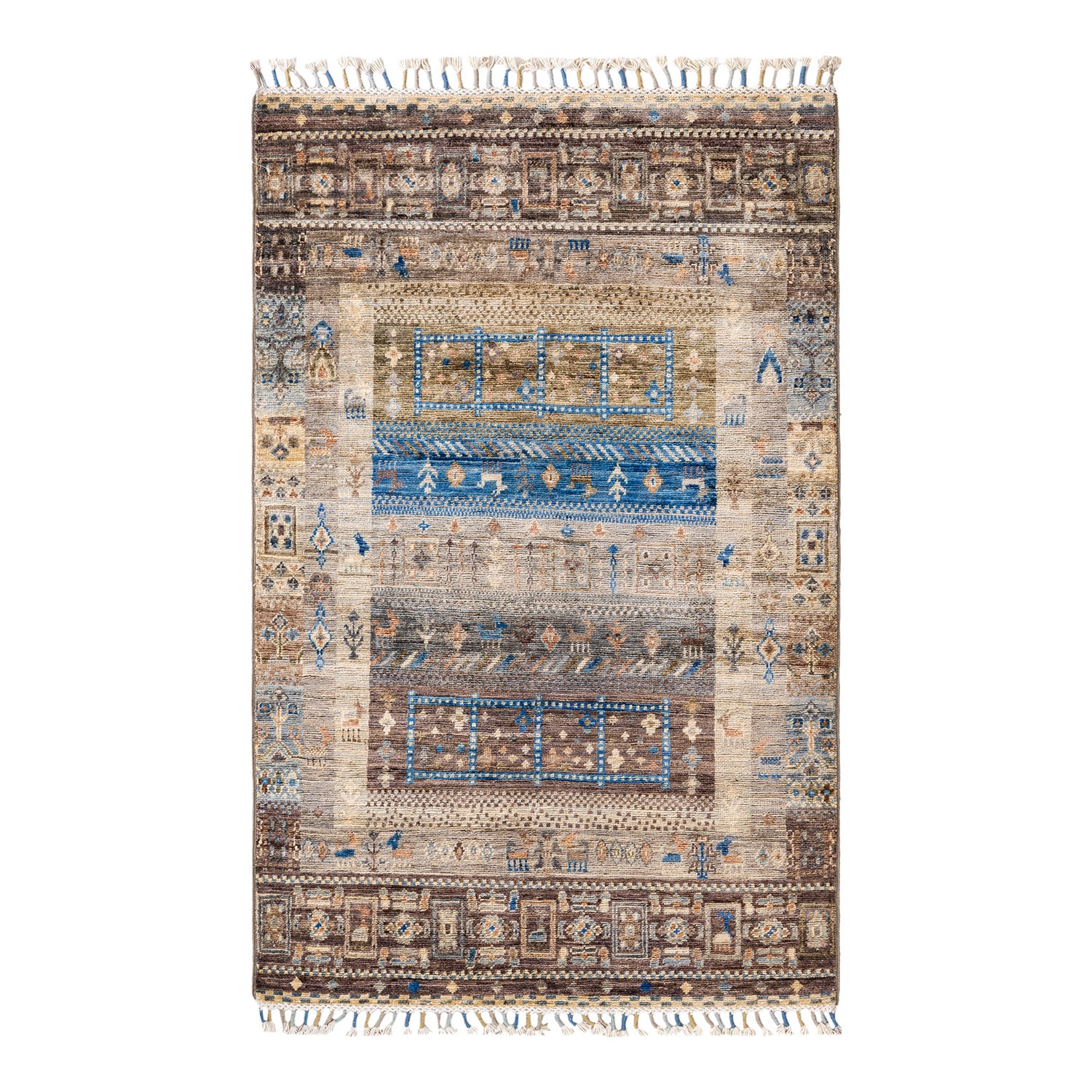 Tribal, One-of-a-Kind Hand-Knotted Runner Rug - Gray, 3' 0" x 4' 9" Default Title