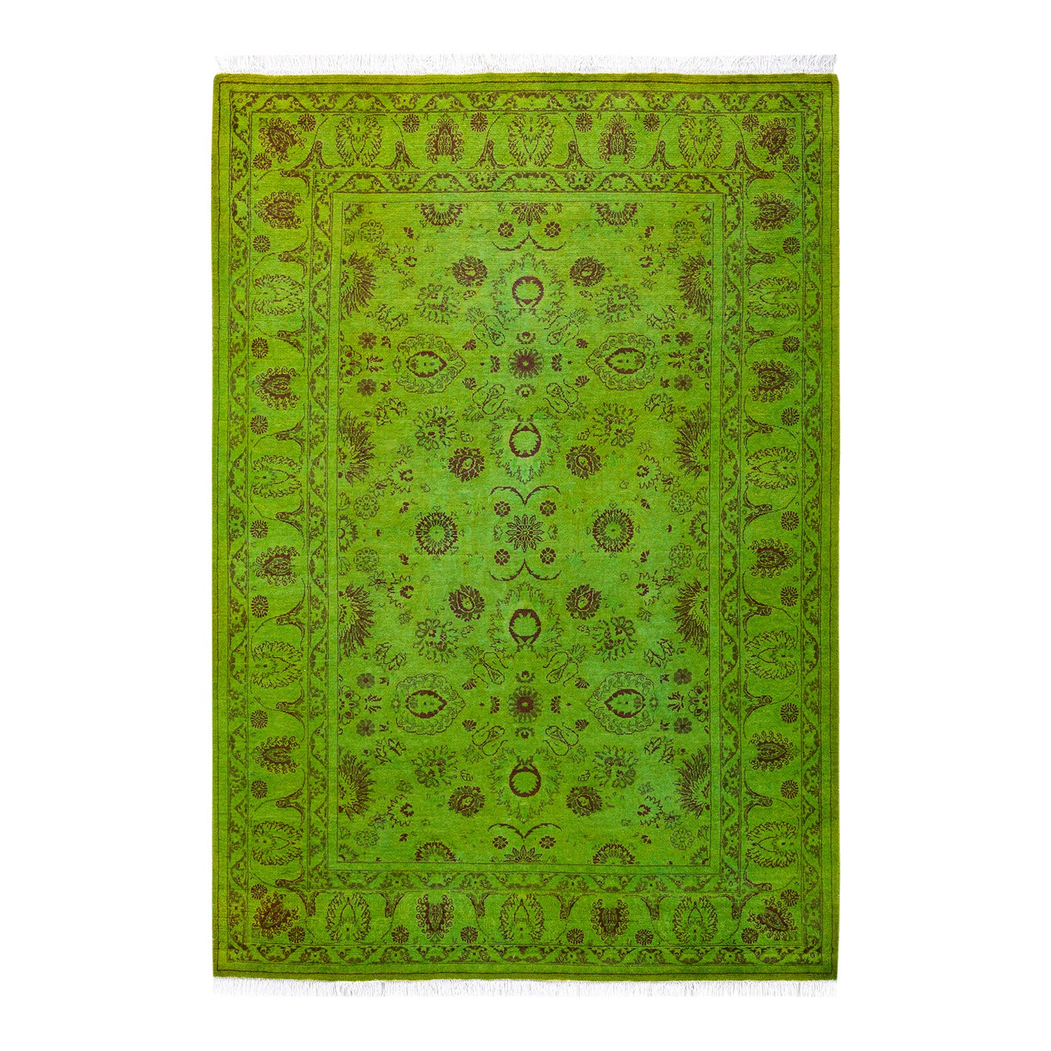 Fine Vibrance, One-of-a-Kind Hand-Knotted Area Rug - Green, 4' 3" x 6' 0" Default Title