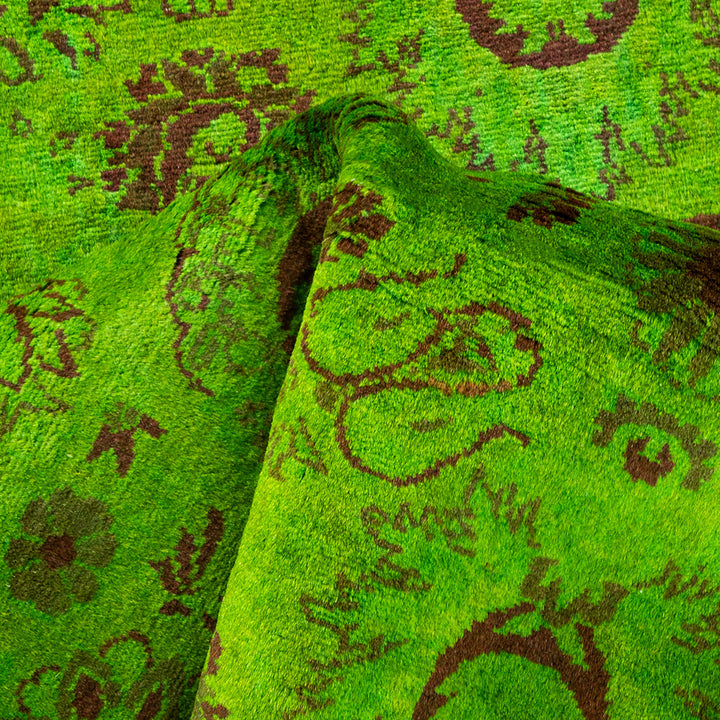 Fine Vibrance, One-of-a-Kind Hand-Knotted Area Rug - Green, 4' 3" x 6' 0" Default Title