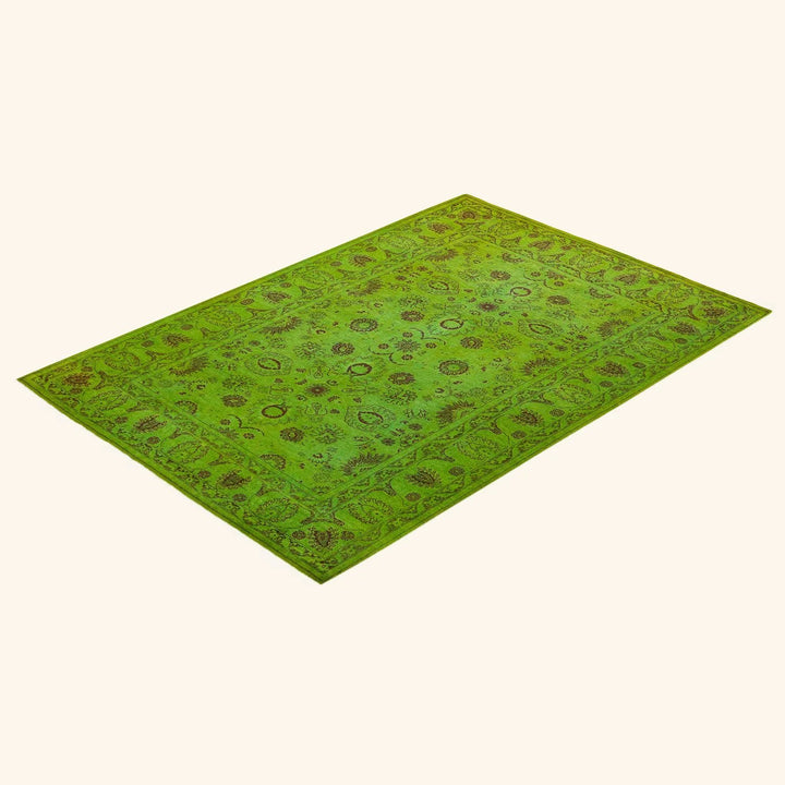 Fine Vibrance, One-of-a-Kind Hand-Knotted Area Rug - Green, 4' 3" x 6' 0" Default Title