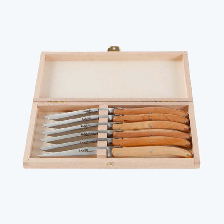 Laguiole Juniper Steak Knives, Set of 6