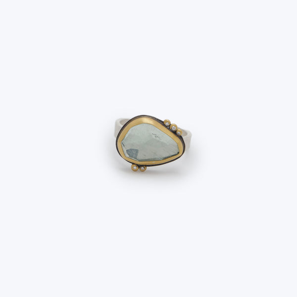 Event - Rosecut aquamarine ring, 22k bezel, 5 diamonds Default Title