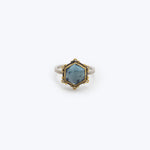 Event - Rosecut London blue topaz hexagon ring, 22k bezel, 6 diamonds Default Title