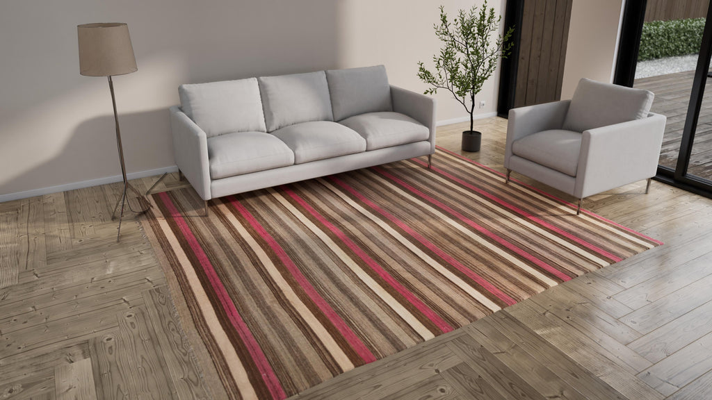 Brown Flatweave Wool Rug - 8'10" x 10'4"