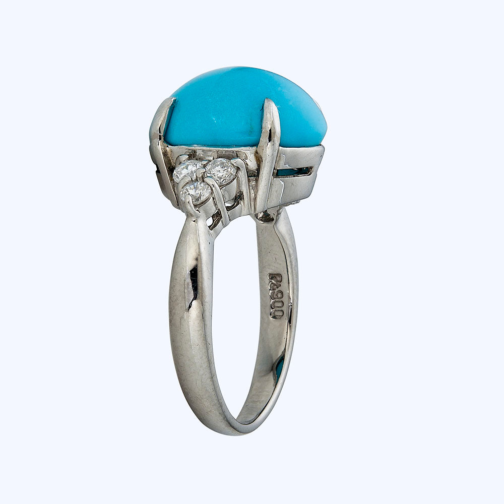 Platinum Turquoise Diamond Ring