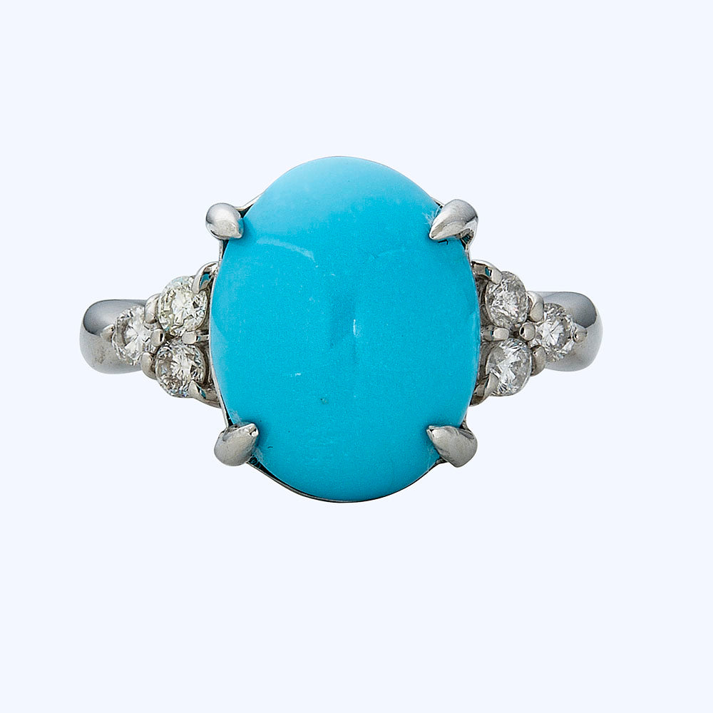 Platinum Turquoise Diamond Ring