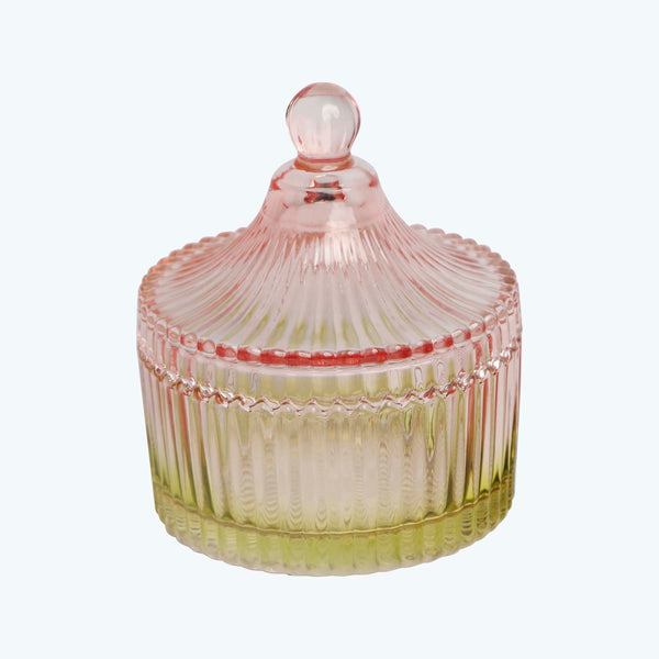 Depression Glass Stripe Storage Jar, Lime & Rose Default Title