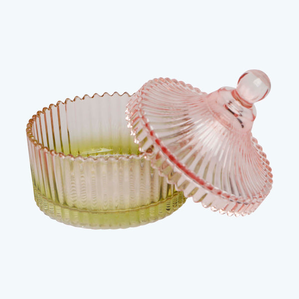 Depression Glass Stripe Storage Jar, Lime & Rose Default Title