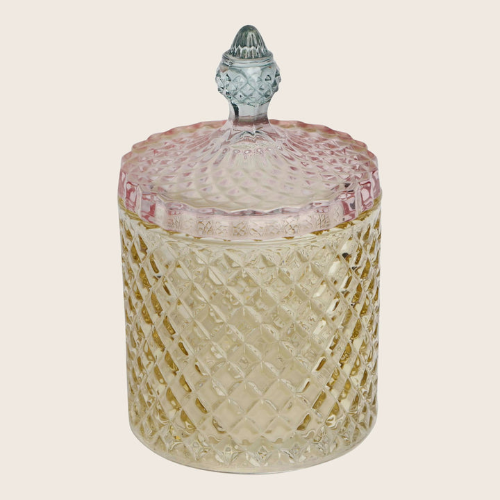 Depression Glass Diamond Storage Jar, Light Yellow Default Title