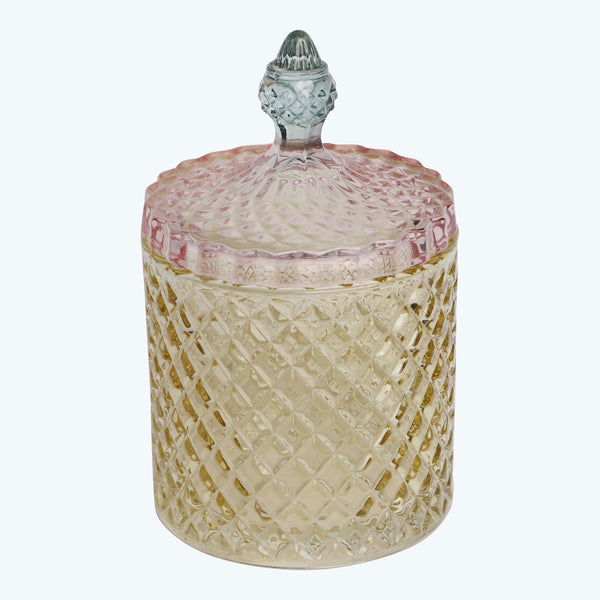 Depression Glass Diamond Storage Jar, Light Yellow Default Title
