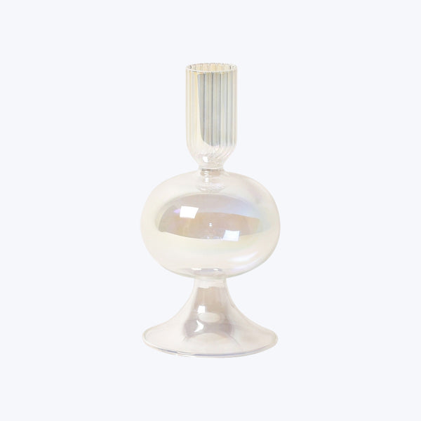 Bulb Glass Candlestick Iridescent
