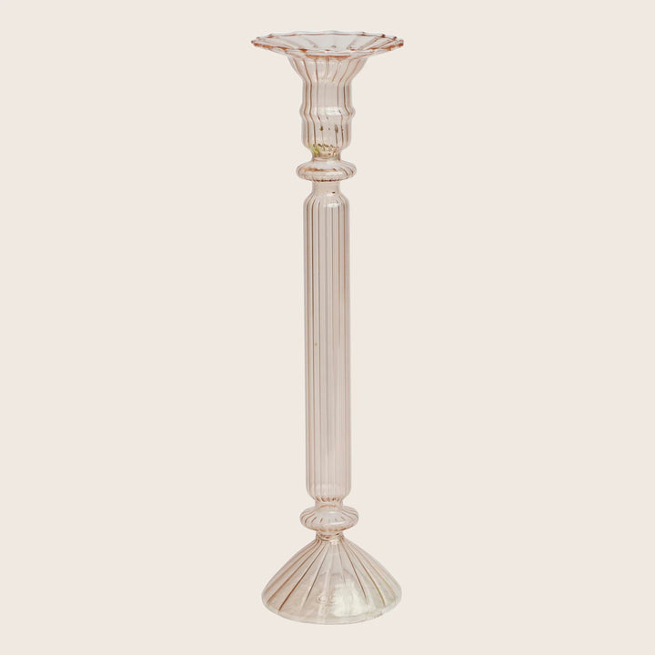 Roman Column Glass Candletick, Light Rose Default Title