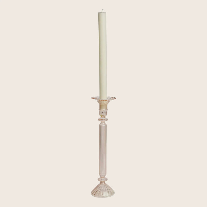 Roman Column Glass Candletick, Light Rose Default Title