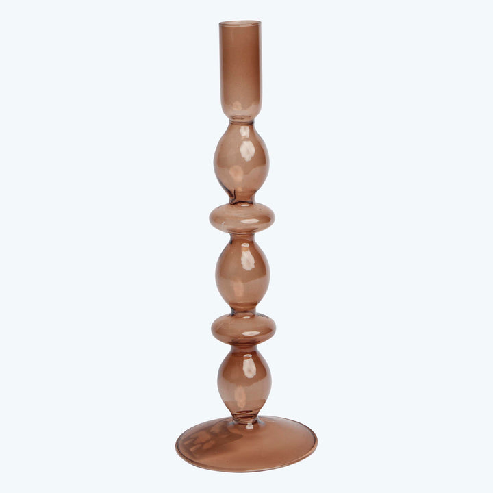 Ornamental Glass Candlestick Brown
