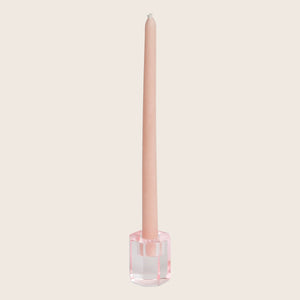 Delicate pink faceted crystal with geometric symmetry and stepped design. - hover