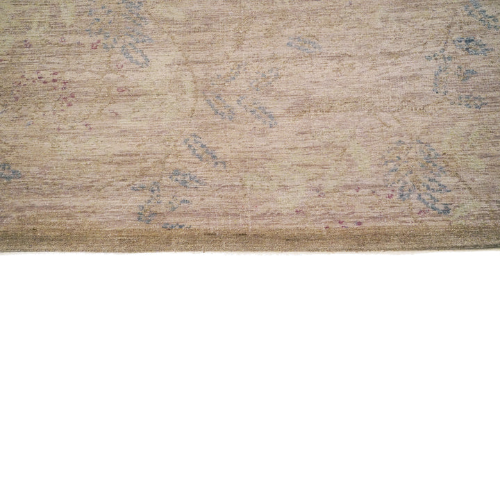 Modern Handknotted Sand White Silk Rug 9' x 12'5"