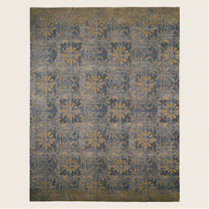 Modern Handknotted Blue Silk Rug 8'1" x 10'4"