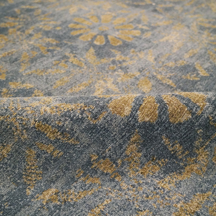 Modern Handknotted Blue Silk Rug 8'1" x 10'4"