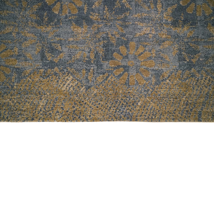 Modern Handknotted Blue Silk Rug 9' x 12'2"