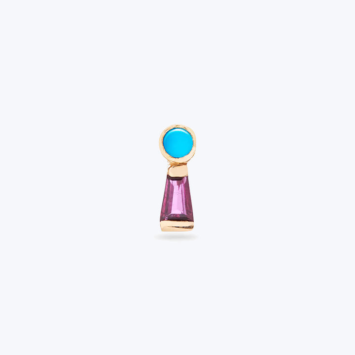 The Garnet Keyhole Stud with Turquoise Default Title