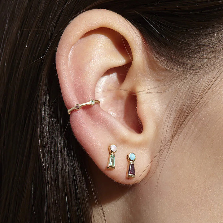 The Garnet Keyhole Stud with Turquoise Default Title