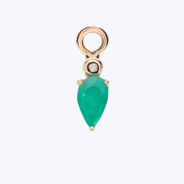 Droplet Charm with Emerald and White Diamond Default Title