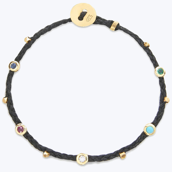 Bezel Charms Bracelet with Mixed Stones in Black Default Title