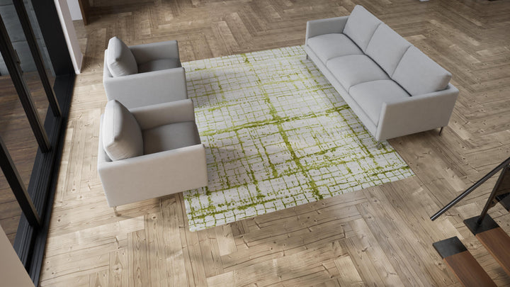 Green Modern Wool Blend Rug - 8'1" x 10'1"