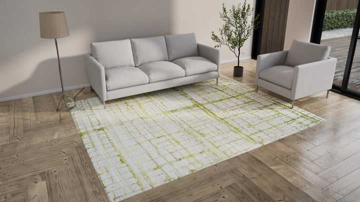 Green Modern Wool Blend Rug - 8'1" x 10'1"
