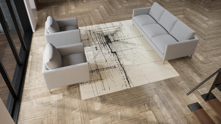Black Modern Silk Rug - 8'1" x 10'