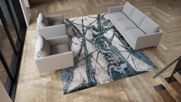 Green Modern Wool Blend Rug - 9' x 12'1"