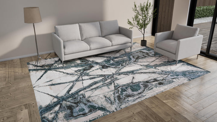 Green Modern Wool Blend Rug - 9' x 12'1"