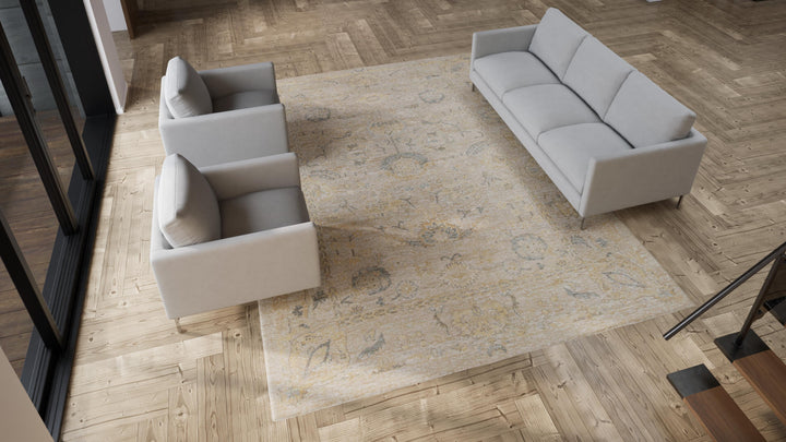 Beige Traditional Silk Rug - 9'2" x 12'6"