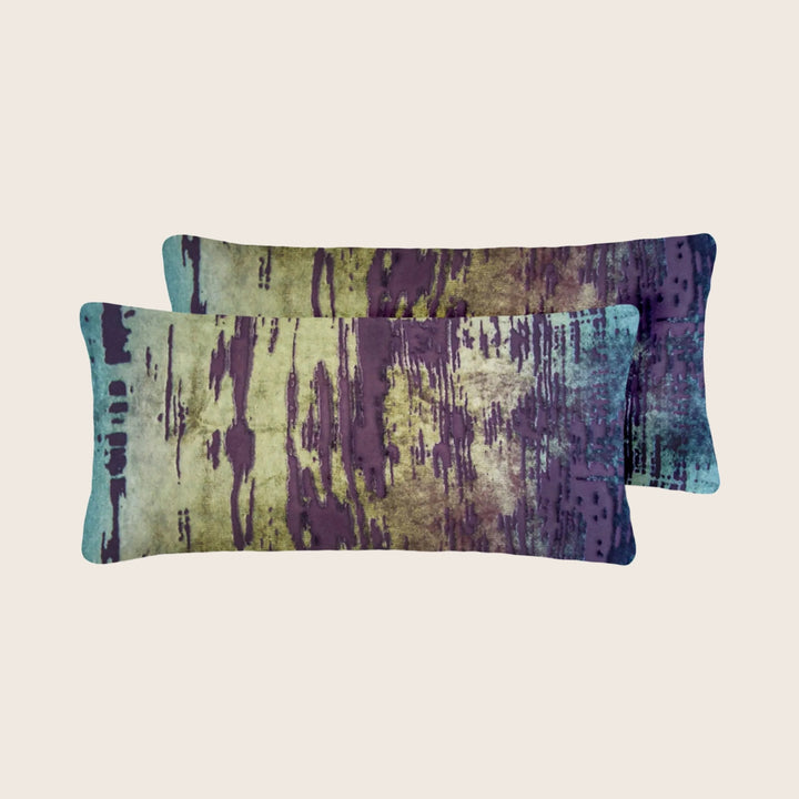 Mini Brushstroke Velvet Lumbar Pillows, Set of 2