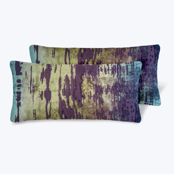 Set of 2 Mini Brushstroke Velvet Pillows, Peacock Default Title