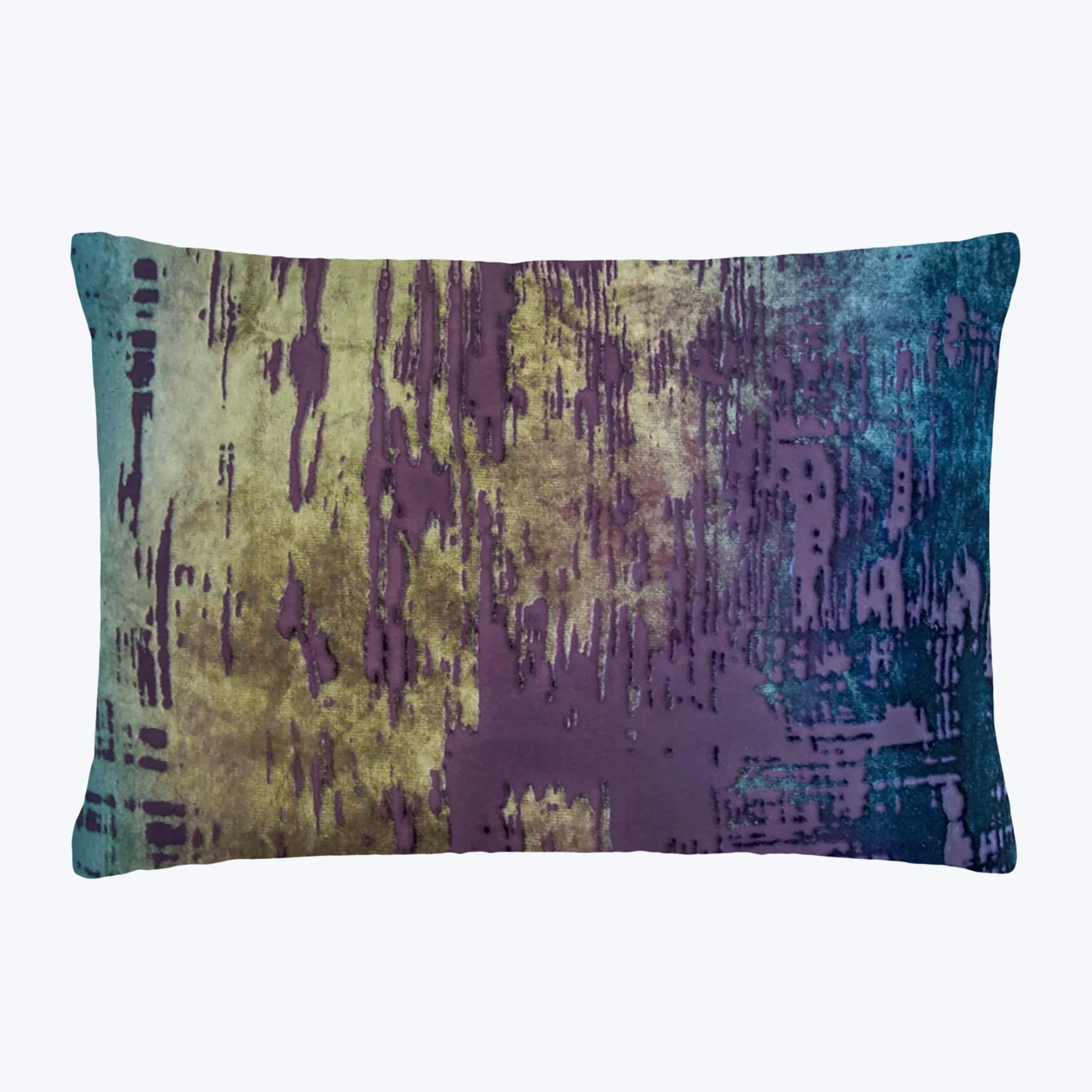 Brushstroke Velvet Lumbar Pillow, Peacock Default Title