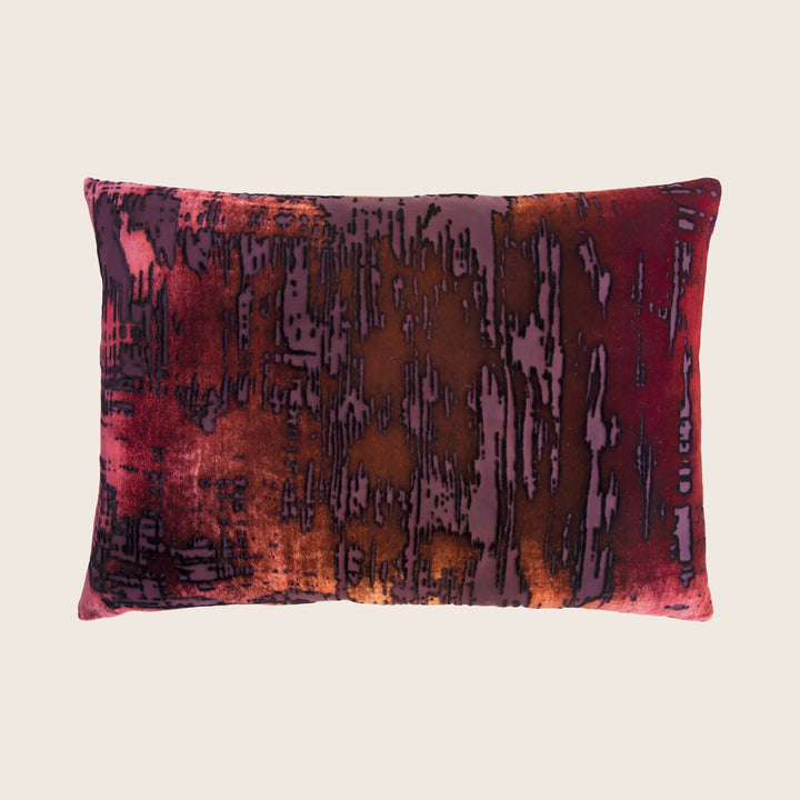 Brushstroke Velvet Lumbar Pillow, Wildberry