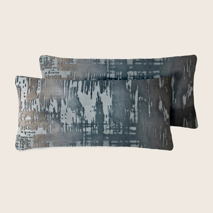 Set of 2 Mini Brushstroke Velvet Pillows, Gunmetal Default Title