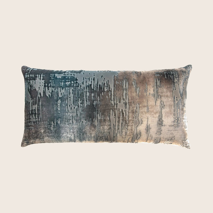 Brushstroke Velvet Lumbar Pillow, Gunmetal