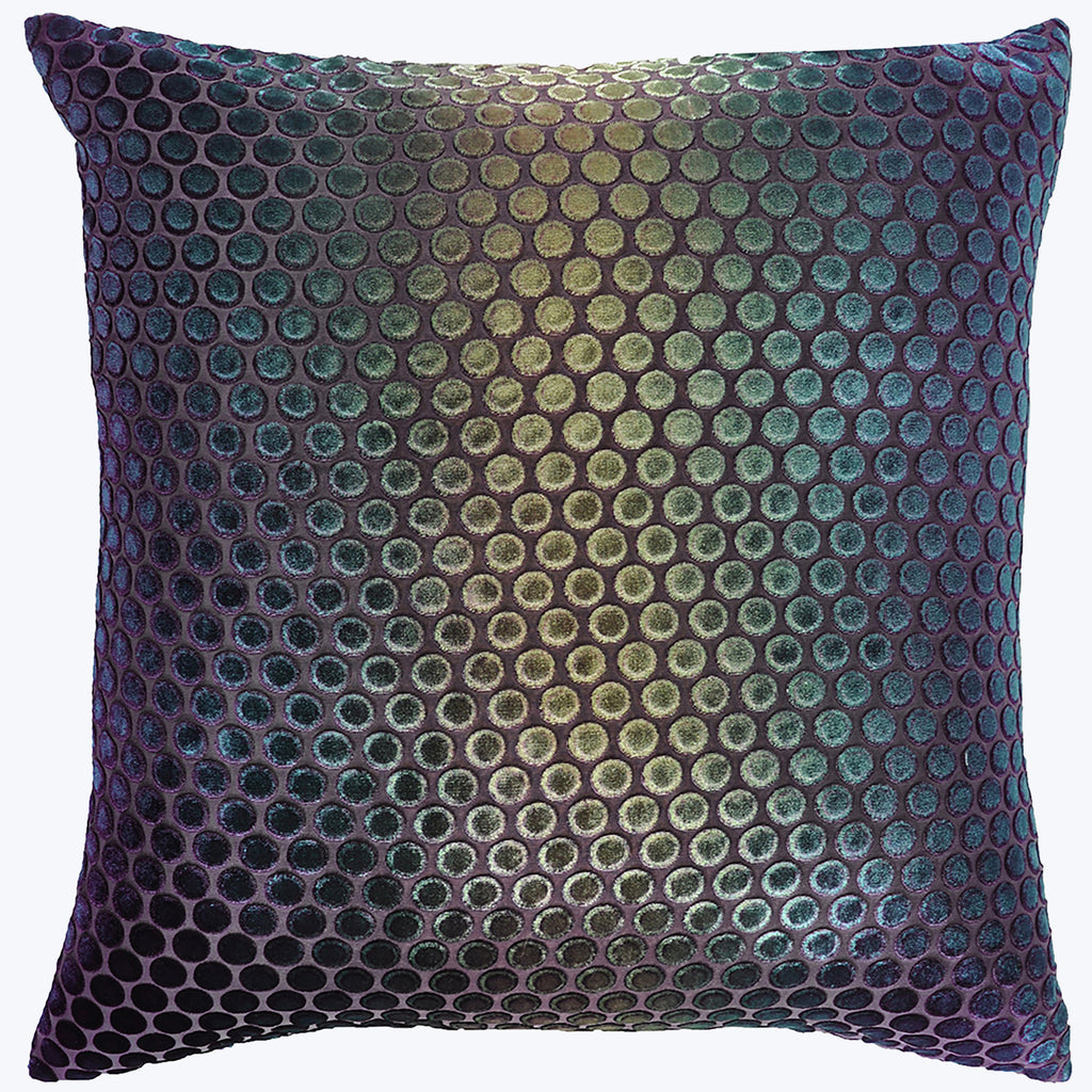 Dots Velvet Pillow, Peacock 22" x 22"