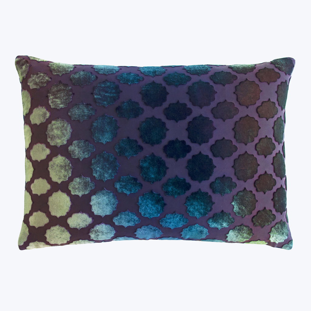 Mod Fretwork Velvet Lumbar Pillow, Peacock Default Title