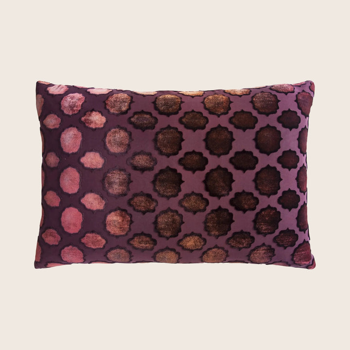 Mod Fretwork Velvet Pillow, Wildberry